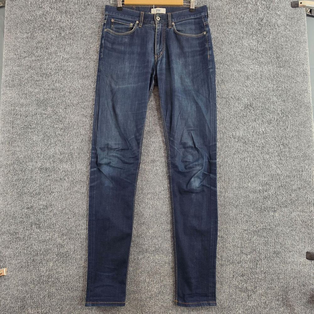 Spoke Jeans Mens 32 10oz Travel Dark Blue Tapered Stretch Denim Casual Office